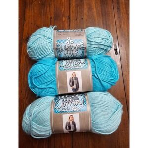 I Love This Cotton! Yarn Bundle 3 Skeins Aqua Sparkle Turquoise Blue Medium 4